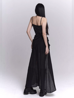 Midnight Siren Sheer Corset Drape Maxi Dress