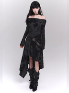 Midnight Velvet Gothic Off-Shoulder Dress
