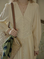Botanical Elegance Puff Sleeve Dress
