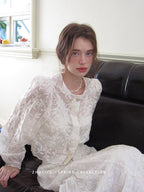 Vintage Floral Embroidered Top & Skirt