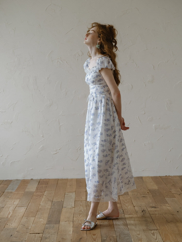 Blue Forest Floral Corset Dress