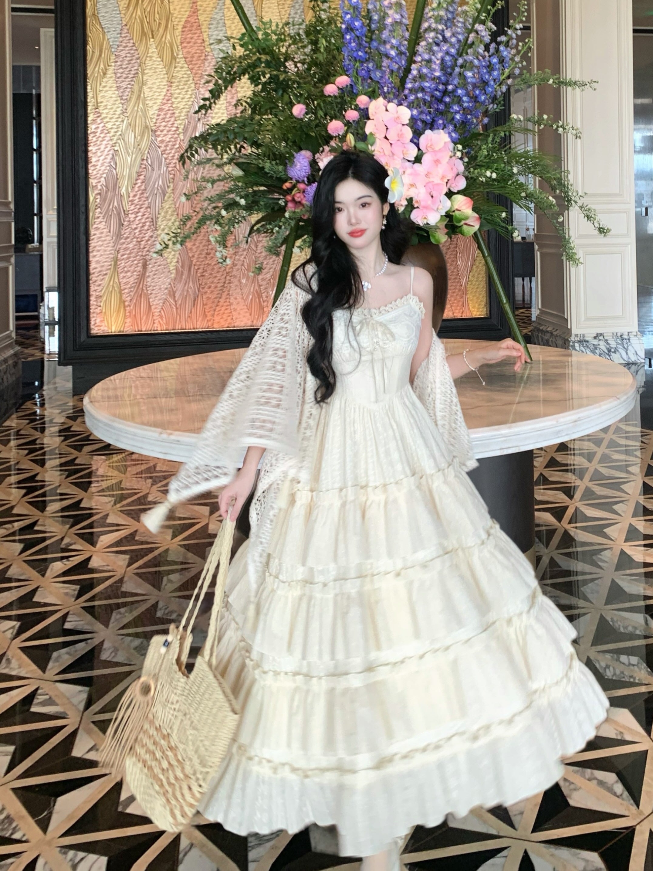 Ethereal Ivory Tiered Maxi Dress