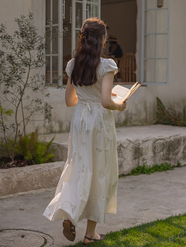 Whimsical Garden Cotton Embroidered Dress