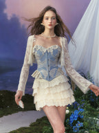 Pearl Sky Embroidered Lace Corset