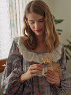 Whispering Blooms Lace-Trim Nightgown