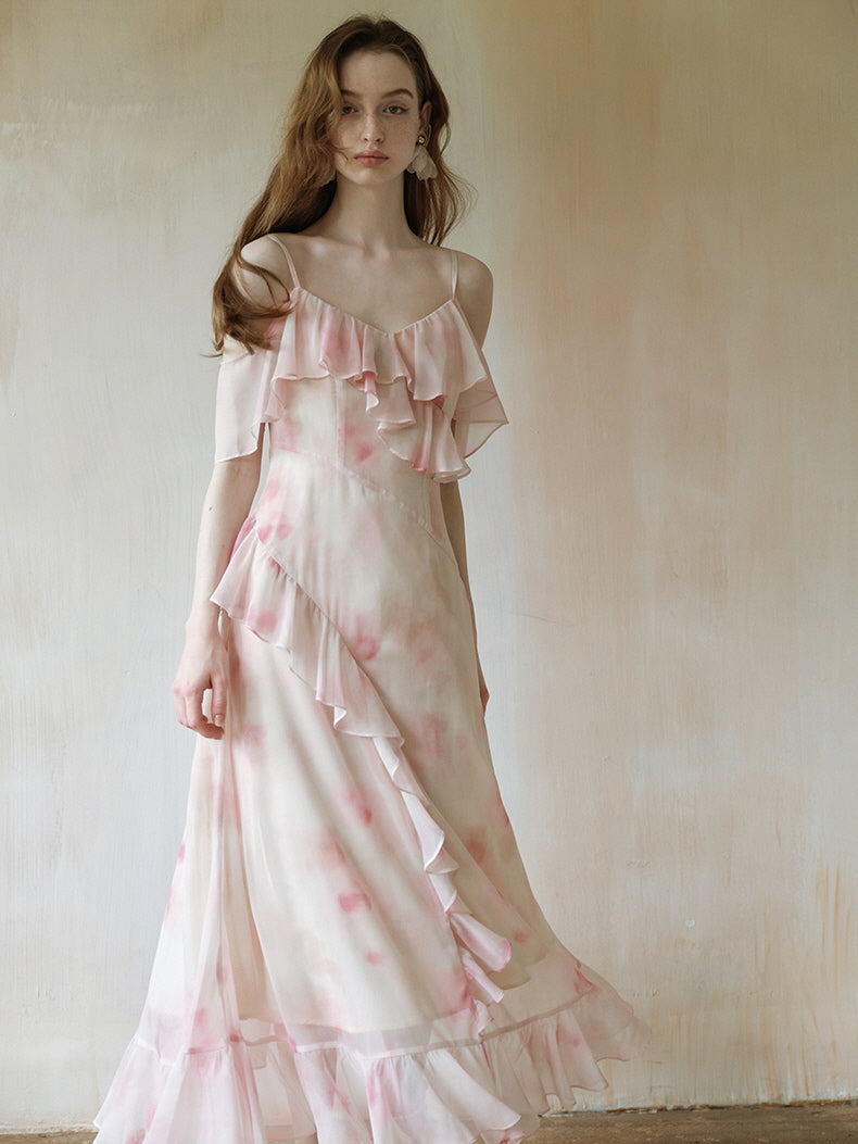 Watercolor Ruffle Fairy Slip Dress