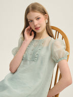 Mint Fairy Puff Sleeve Dress