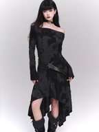 Midnight Velvet Gothic Off-Shoulder Dress