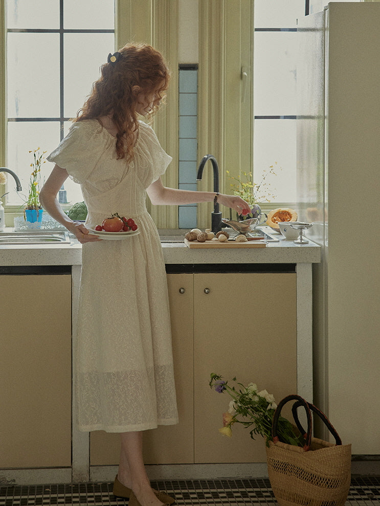 Enchanted Embroidered Puff Sleeve Dress
