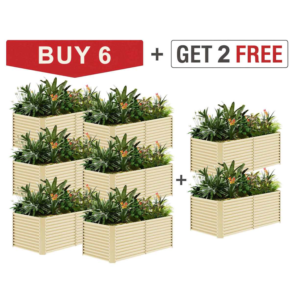 set of 8 — 36-inch tall rectangular galvanized metal raised garden bed, 8 by 4 feet — view 5