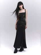 Black Metallic Corset Evening Dress