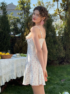 Vintage Rosebud Lace-Trimmed Knit Dress