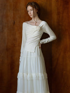 Fairy Lace Trim Layered White Skirt