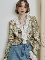 Enchanted Garden Cat Lace Blouse