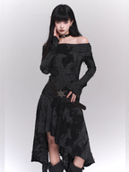 Midnight Velvet Gothic Off-Shoulder Dress