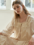 Lace Collar Cotton Lounge Gown