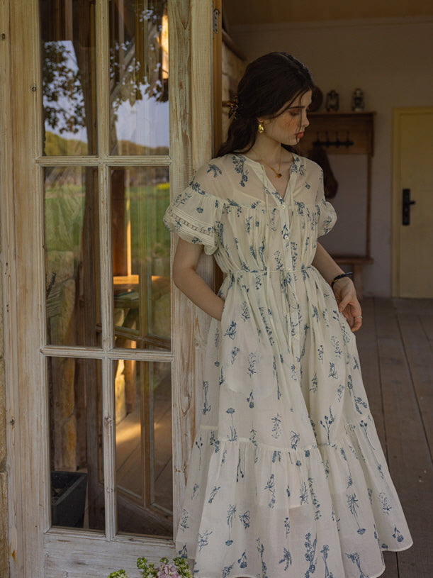 Blue Meadow Floral Cotton Dress