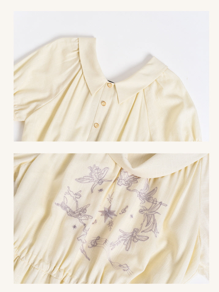 Heavenly Garden Retro Embroidery Linen Dress