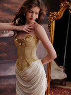 Golden Petal Embroidered Corset