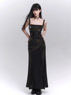 Black Metallic Corset Evening Dress