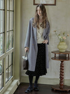 Vintage Blue Floral Velvet Skirt