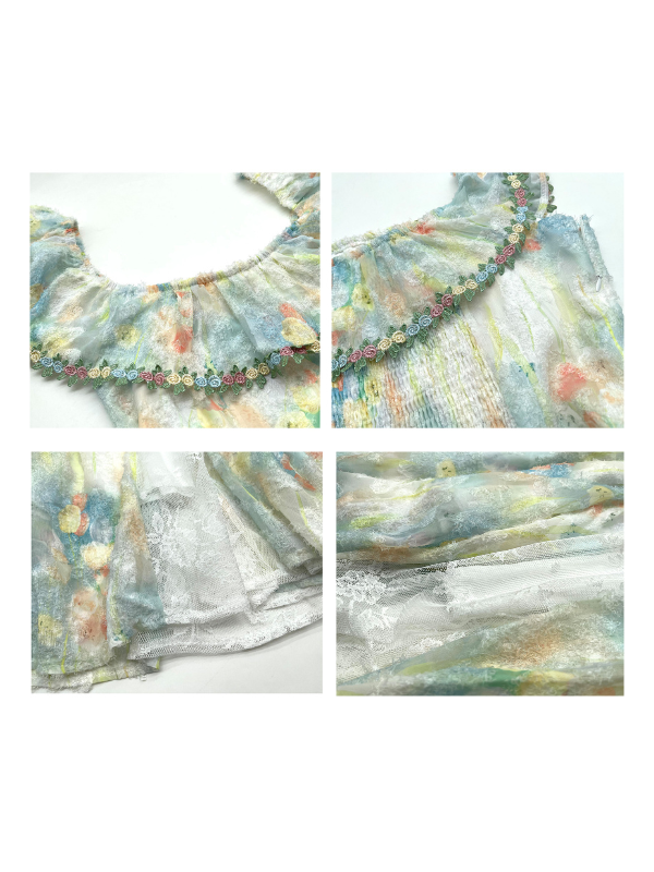 Pastel Garden Off-Shoulder Lace Dress