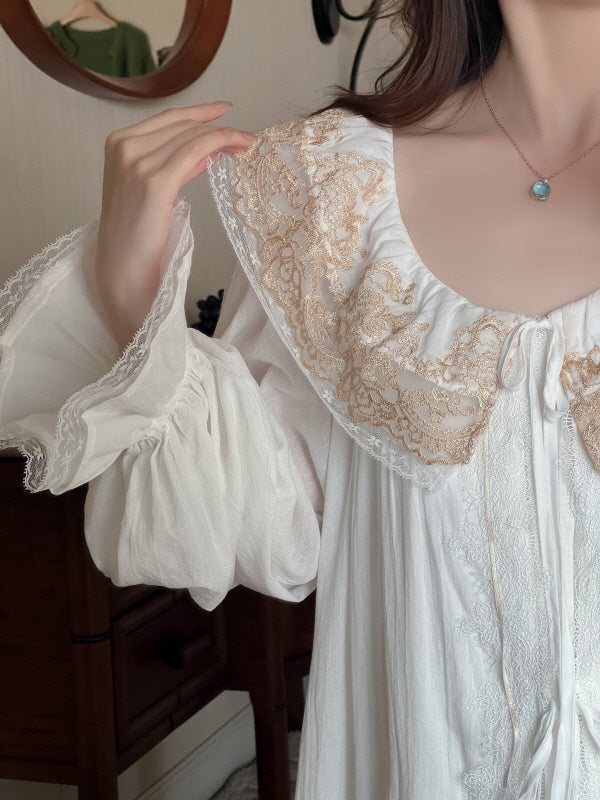 Golden Orchard Two-Piece Lace Loungewear Set