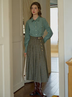 Timeless Plaid Wool Midi Skirt