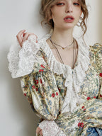 Enchanted Garden Cat Lace Blouse