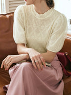 Ethereal Puff Sleeve Lace Blouse