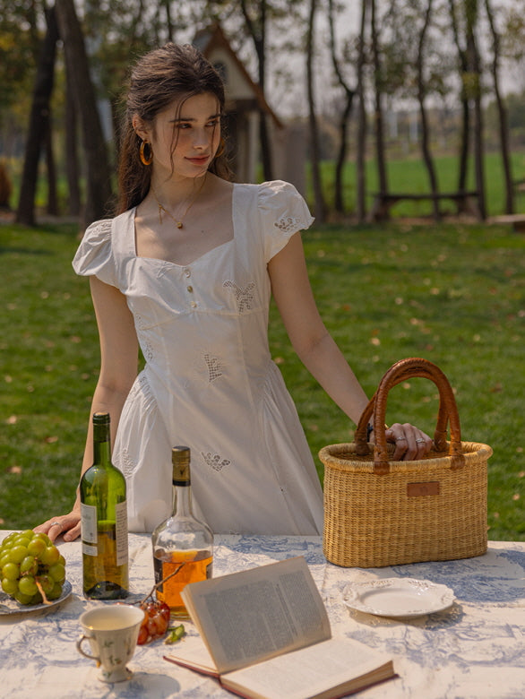 Whimsical Garden Cotton Embroidered Dress