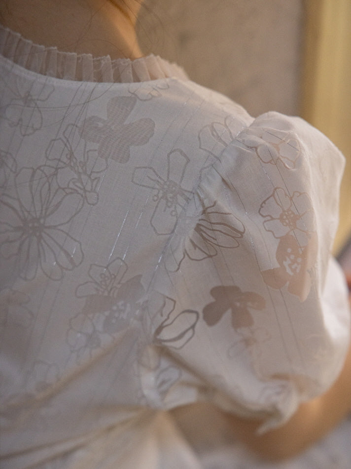 Whispering Blossom Cotton White Dress