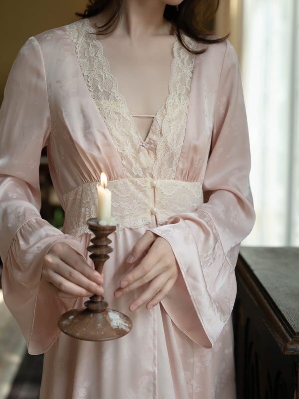 Blush Rose Garden Lace Nightgown Set