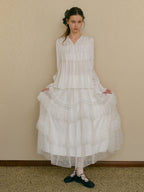 Ethereal White Pleated Chiffon Blouse