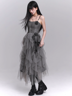 Gray Rose Tiered Tulle Dress
