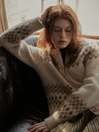 Vintage-Inspired Nordic Wool Blend Cardigan
