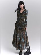 Forest Mist Lace Maxi Dress