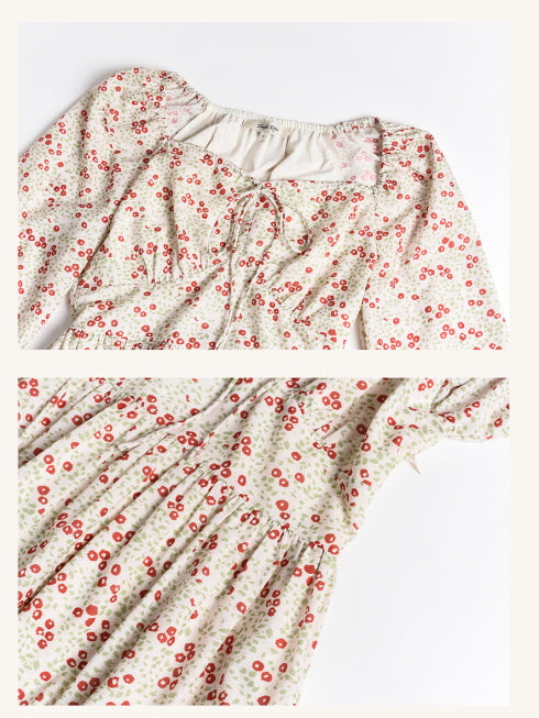 Spring Dream Floral Shirred Waist Dress