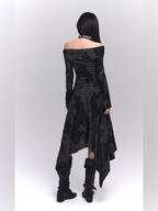 Midnight Velvet Gothic Off-Shoulder Dress
