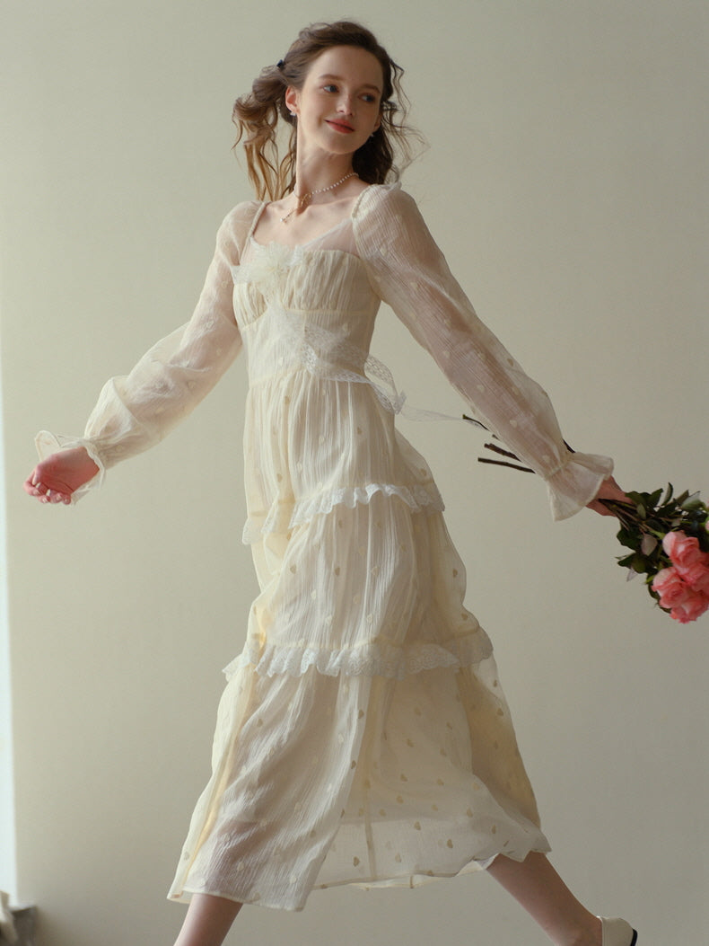 Lace Bloom Tiered Dress