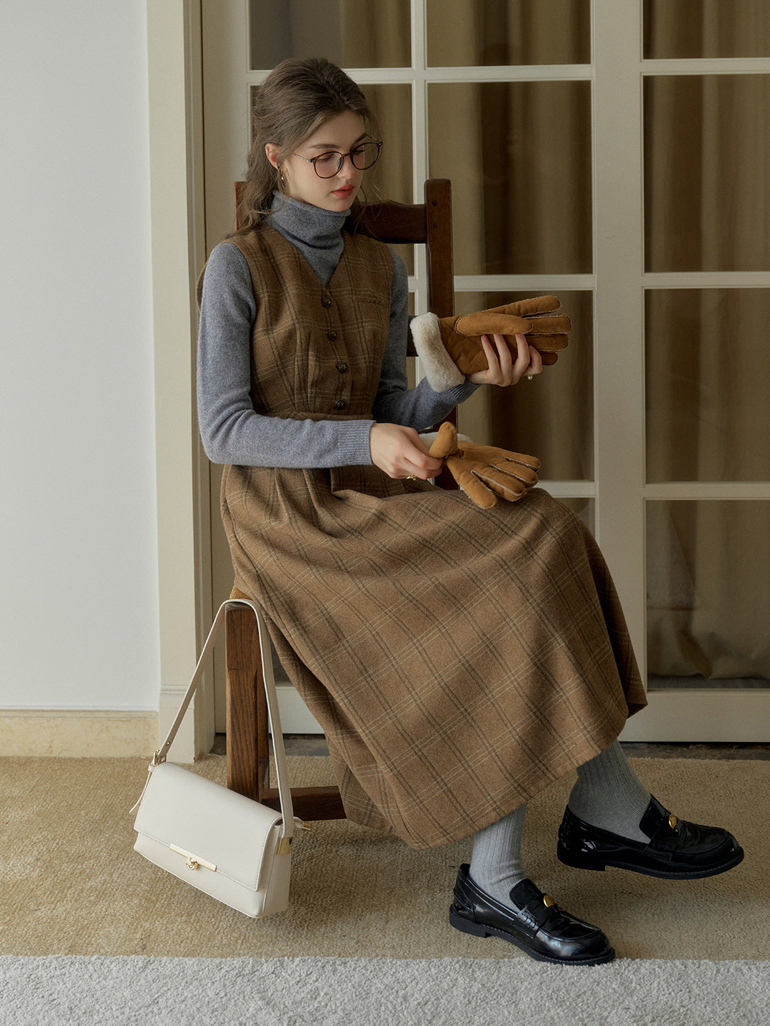 Timeless Plaid Wool Blend Vintage Dress
