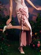 Rosette Corset Satin Rose Gown