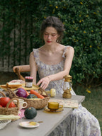 Wisteria Bloom Ruffle Smocked Floral Dress