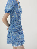 Blue Blossom Ruched Dress