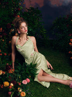 Draped Garden Bloom Halter Dress