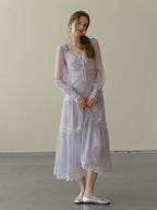 Lavender Whispers Lace Tiered Dress