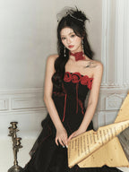 Enchanted Rose Embroidered Corset & Flowing Chiffon Skirt