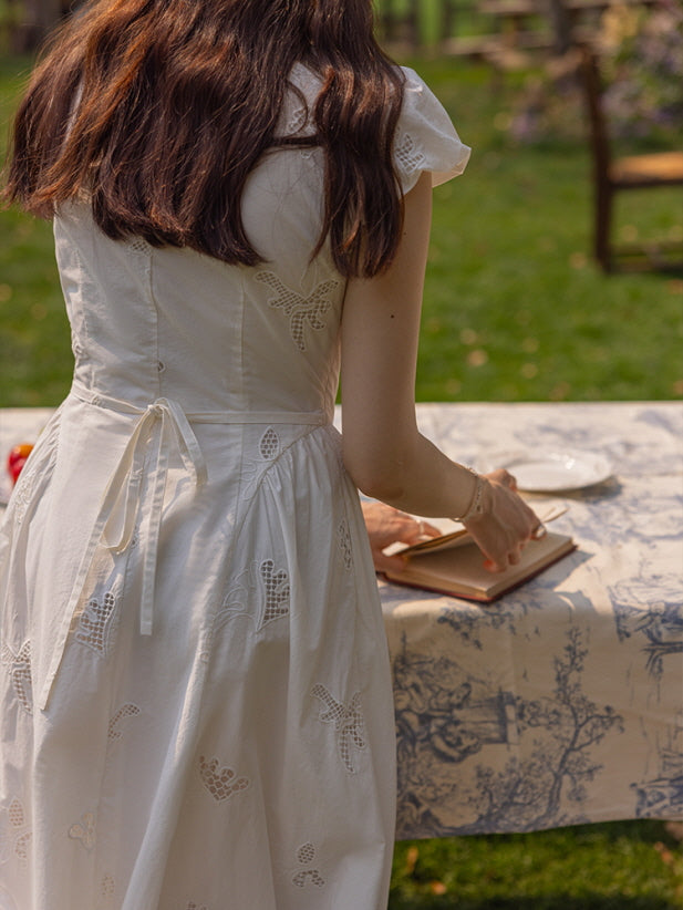 Whimsical Garden Cotton Embroidered Dress