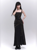 Black Metallic Corset Evening Dress