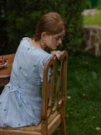 Dreamy Blue Blossom Embroidered Dress